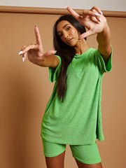 Towelling Fabric Oversized Top & Shorts Co-ord
