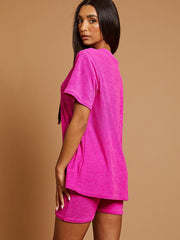 Towelling Fabric Oversized Top & Shorts Co-ord