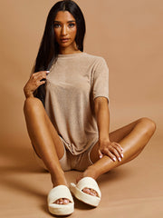 Towelling Fabric Oversized Top & Shorts Co-ord