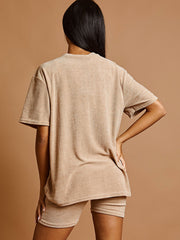 Towelling Fabric Oversized Top & Shorts Co-ord