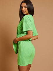 Wide Ribbed Towelling Oversized Top & Shorts Co-ord