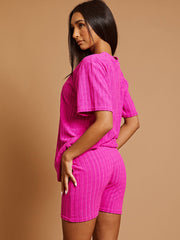 Wide Ribbed Towelling Oversized Top & Shorts Co-ord