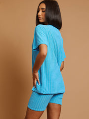 Wide Ribbed Towelling Oversized Top & Shorts Co-ord