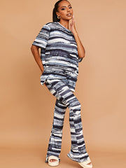 Space Dye Swirl Oversized Top & Flare Trouser Co-ord