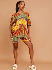 Space Dye Wirbel übergroße Top & Shorts Co-ordte