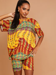 Space Dye Wirbel übergroße Top & Shorts Co-ordte