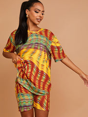 Space Dye Wirbel übergroße Top & Shorts Co-ordte