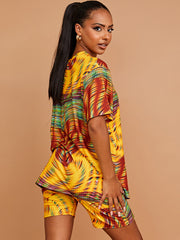 Space Dye Wirbel übergroße Top & Shorts Co-ordte