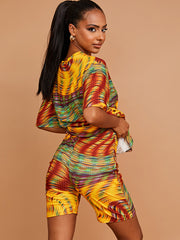 Space Dye Wirbel übergroße Top & Shorts Co-ordte