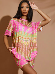 Space Dye Wirbel übergroße Top & Shorts Co-ordte