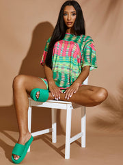 Space Dye Wirbel übergroße Top & Shorts Co-ordte