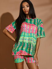 Space Dye Wirbel übergroße Top & Shorts Co-ordte