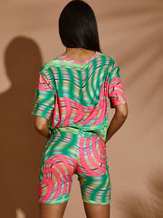 Space Dye Wirbel übergroße Top & Shorts Co-ordte