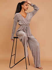 Geplooide wrap voor peplum top en broekcoördinaat