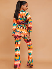 Tie-Dye Wrap voorpeplum top & broekcoördin