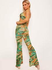 Marble Print Gold Chain?Halter Top & Trouser Co-ord