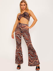 Marble Print Gold Chain?Halter Top & Trouser Co-ord