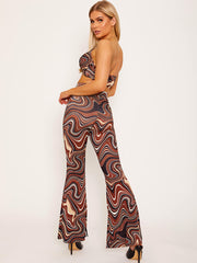 Marble Print Gold Chain?Halter Top & Trouser Co-ord
