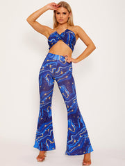 Marble Print Gold Chain?Halter Top & Trouser Co-ord