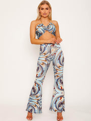 Marble Print Gold Chain?Halter Top & Trouser Co-ord