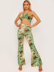 Marble Print Gold Chain?Halter Top & Trouser Co-ord