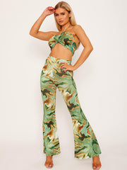 Marble Print Gold Chain?Halter Top & Trouser Co-ord