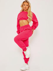 Oversized Fleeced Crop Top & Jogger Co-ord