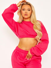 Oversized Fleeced Crop Top & Jogger Co-ord