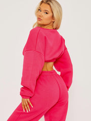 Oversized Fleeced Crop Top & Jogger Co-ord
