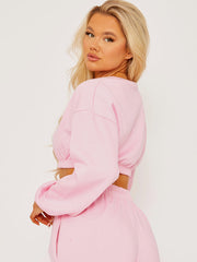 Oversized Fleeced Crop Top & Jogger Co-ord