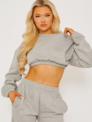 Oversized Fleeced Crop Top & Jogger Co-ord
