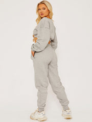 Oversized Fleeced Crop Top & Jogger Co-ord