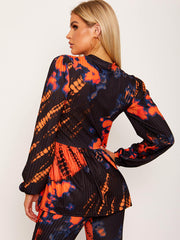 Bindefarbe Peplum Top & Flared Hosen Co-ordte