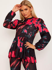 Bindefarbe Peplum Top & Flared Hosen Co-ordte