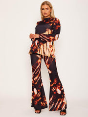 Bindefarbe Peplum Top & Flared Hosen Co-ordte