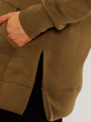 Side Slit Plain Fleeced Hoodie