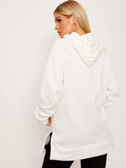 Side Slit Plain Fleeced Hoodie