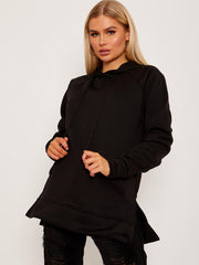 Side Slit Plain Fleeced Hoodie