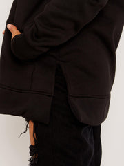 Side Slit Plain Fleeced Hoodie