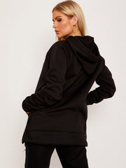 Side Slit Plain Fleeced Hoodie