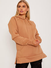 Side Slit Plain Fleeced Hoodie