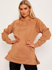 Side Slit Plain Fleeced Hoodie
