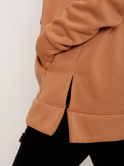 Side Slit Plain Fleeced Hoodie