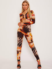 Tie Dye Ruched Crop Top & Legging Co-ord