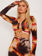 Tie Dye Ruched Crop Top & Legging Co-ord