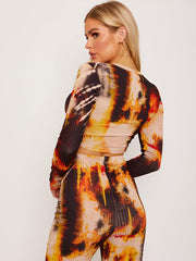 Tie Dye Ruched Crop Top & Legging Co-ord