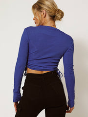 Ribbed Cutout Ruched Crop Top