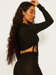 Ribbed Cutout Ruched Crop Top