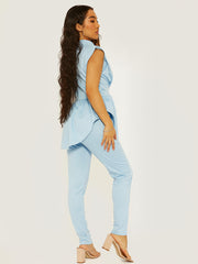 Asymmetric Hem Sleeveless Peplum Co-ord