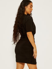 Batwing Style Twist Knot Detail Slinky Kleid